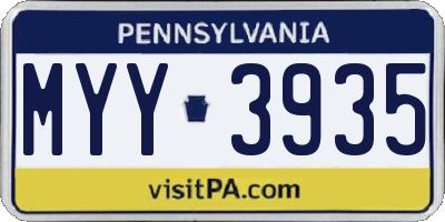 PA license plate MYY3935