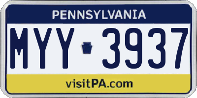 PA license plate MYY3937