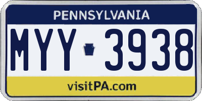 PA license plate MYY3938