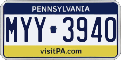 PA license plate MYY3940