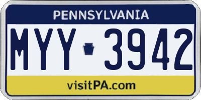 PA license plate MYY3942