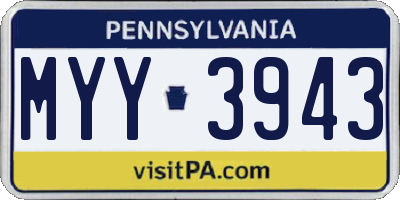 PA license plate MYY3943