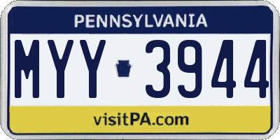 PA license plate MYY3944