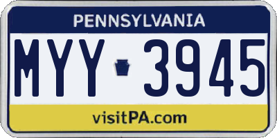 PA license plate MYY3945