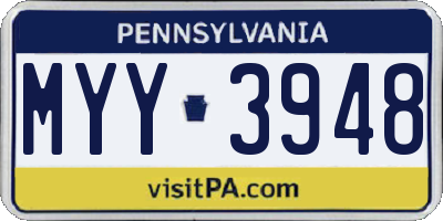PA license plate MYY3948