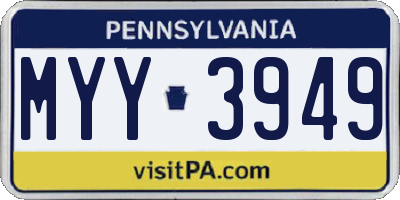 PA license plate MYY3949