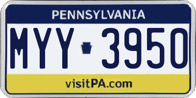 PA license plate MYY3950