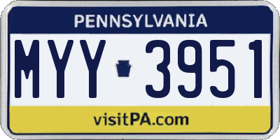 PA license plate MYY3951