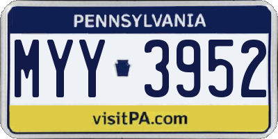 PA license plate MYY3952