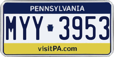 PA license plate MYY3953