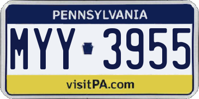 PA license plate MYY3955