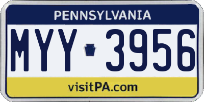 PA license plate MYY3956