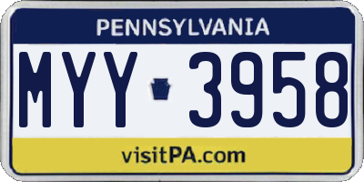 PA license plate MYY3958