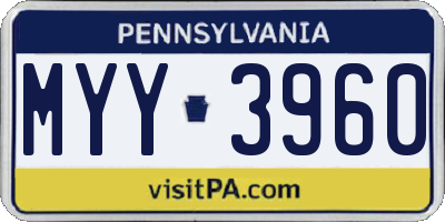 PA license plate MYY3960