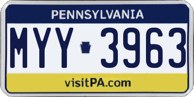 PA license plate MYY3963