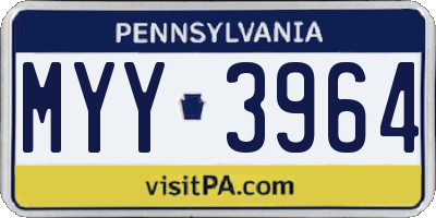 PA license plate MYY3964