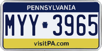 PA license plate MYY3965