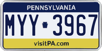PA license plate MYY3967