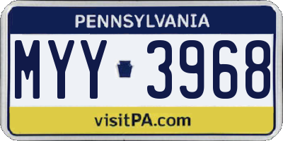 PA license plate MYY3968