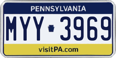 PA license plate MYY3969