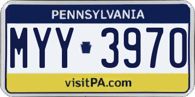 PA license plate MYY3970