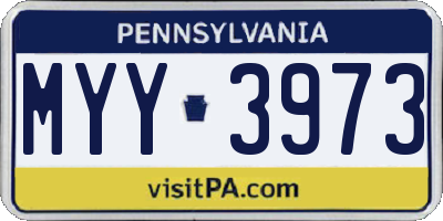 PA license plate MYY3973