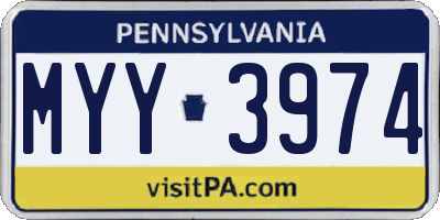 PA license plate MYY3974