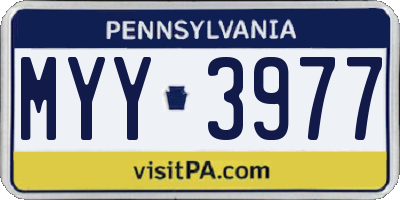 PA license plate MYY3977