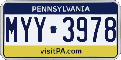 PA license plate MYY3978