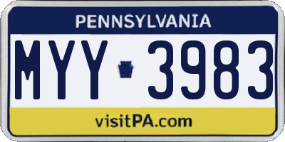 PA license plate MYY3983