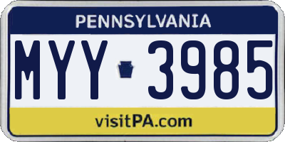 PA license plate MYY3985