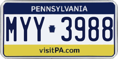 PA license plate MYY3988