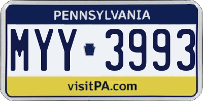 PA license plate MYY3993