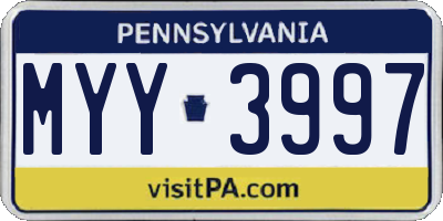 PA license plate MYY3997