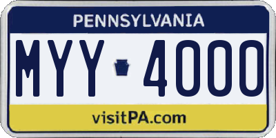 PA license plate MYY4000