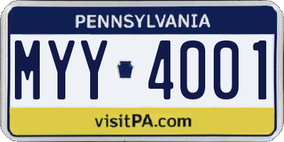 PA license plate MYY4001