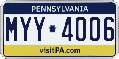 PA license plate MYY4006