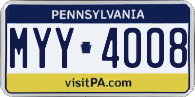 PA license plate MYY4008
