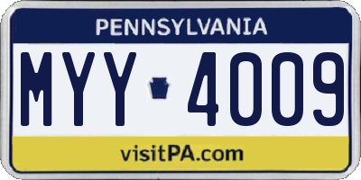 PA license plate MYY4009