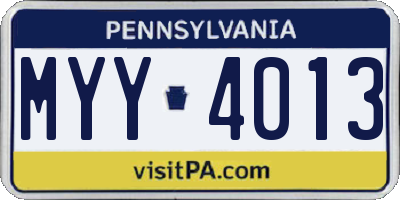 PA license plate MYY4013