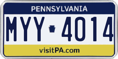 PA license plate MYY4014