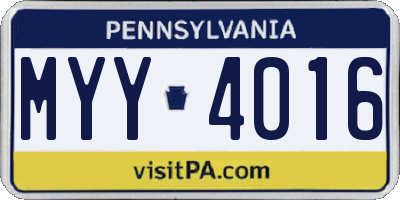 PA license plate MYY4016