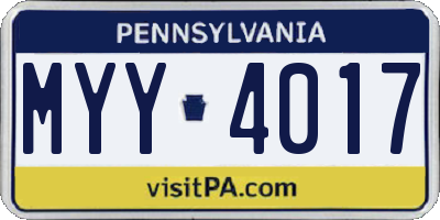 PA license plate MYY4017