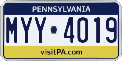 PA license plate MYY4019