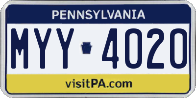 PA license plate MYY4020