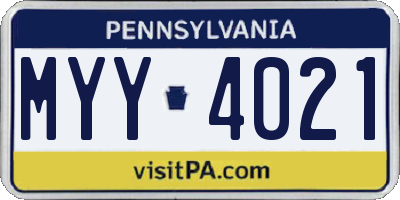 PA license plate MYY4021
