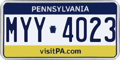 PA license plate MYY4023
