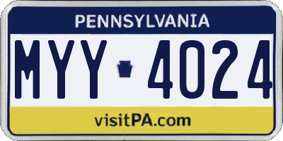 PA license plate MYY4024