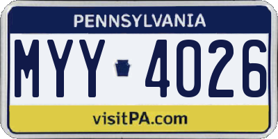 PA license plate MYY4026