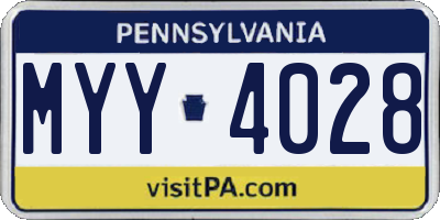 PA license plate MYY4028